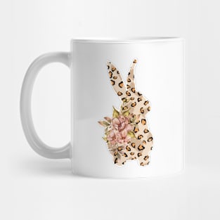 Cute leopard floral boho bunny silhouette illustration Mug